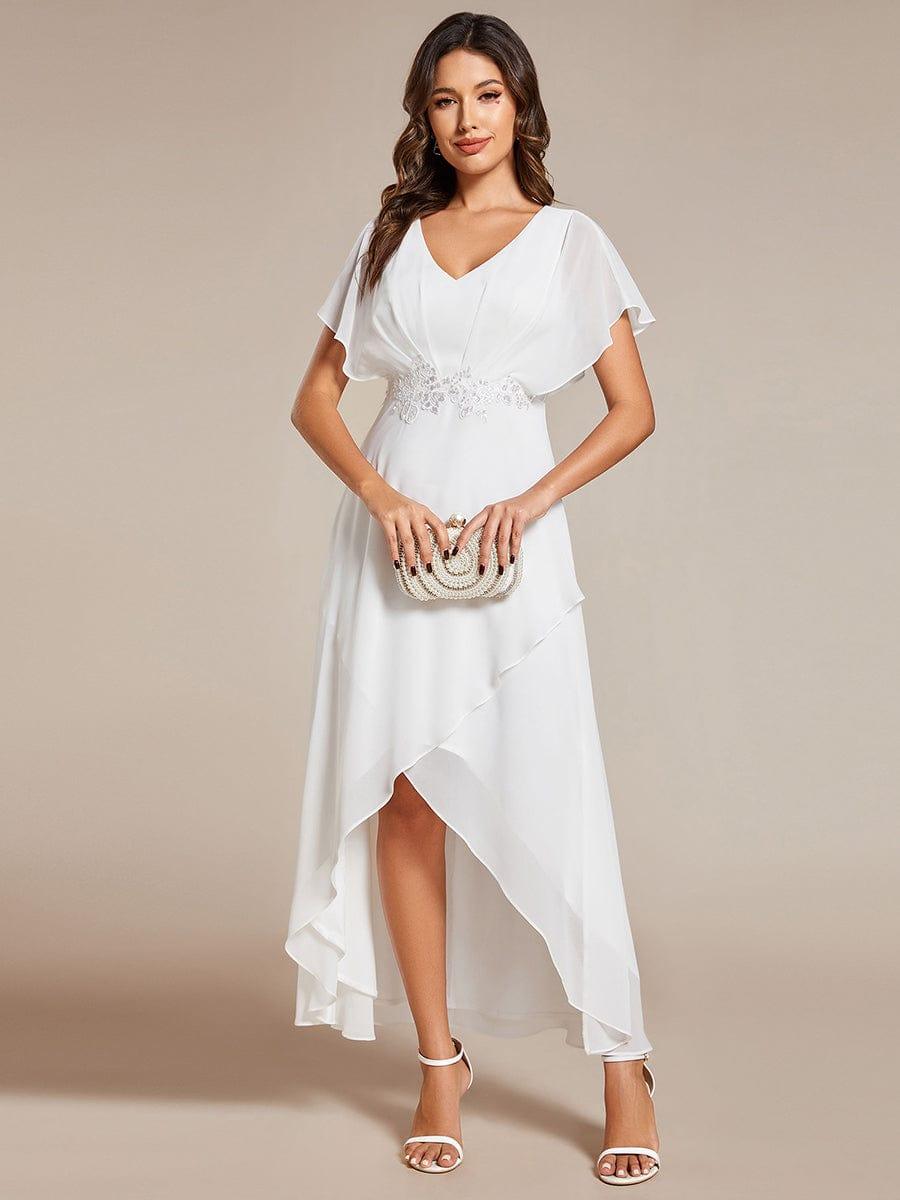 Elegant Chiffon A-Line Short Sleeves Appliques Mother of the Bride Dress