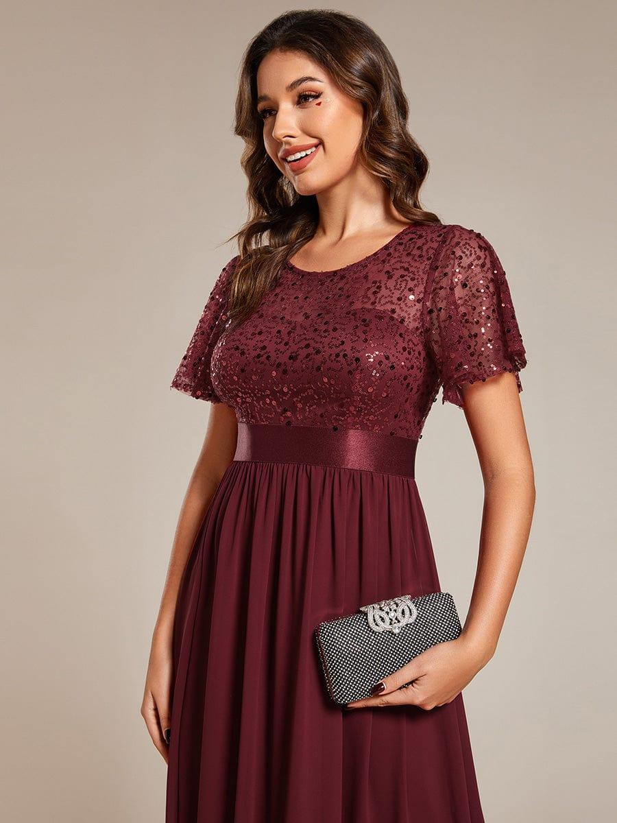 Short Sleeves Round A-Line Two Tone Formal Evening Dress