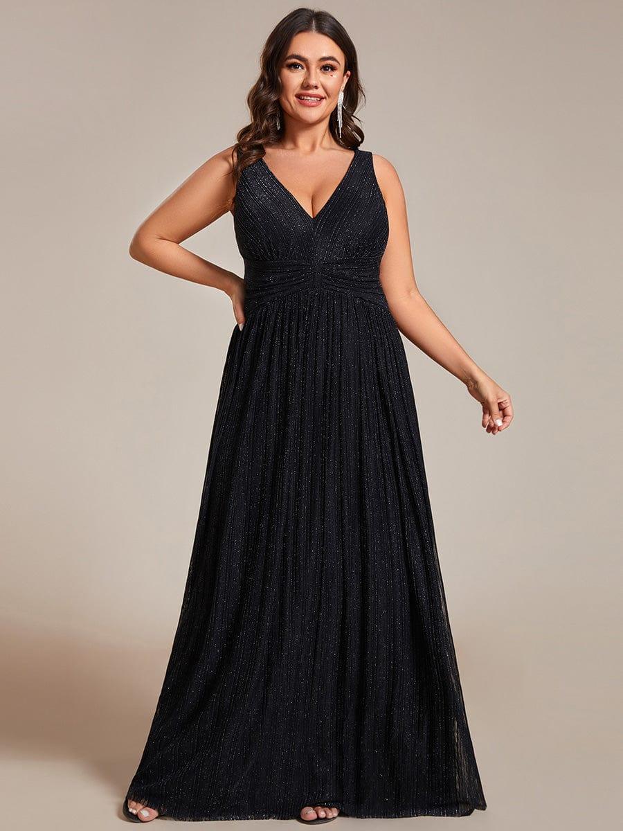 Sparkly V-Neck Sleeveless A-Line Long Formal Evening Dress