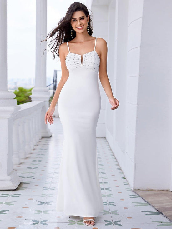 Spaghetti Straps Sweetheart Satin Mermaid Formal Evening Dress