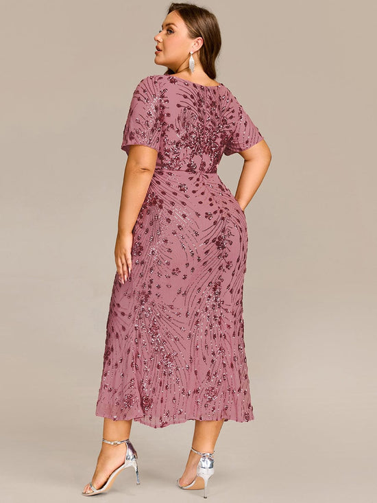 Scoop Short Sleeves Fitted Empire Appliques Wedding Guest Dress