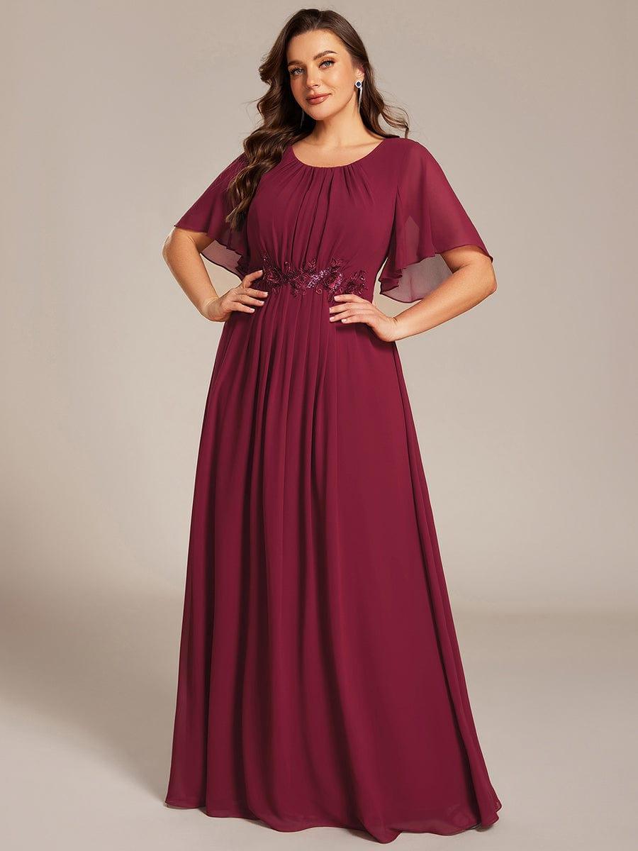 Scoop  Short Sleeves Chiffon A-Line Empire Long Maxi Formal Dress