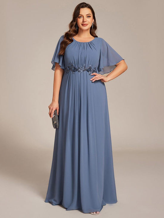 Scoop  Short Sleeves Chiffon A-Line Empire Long Maxi Formal Dress