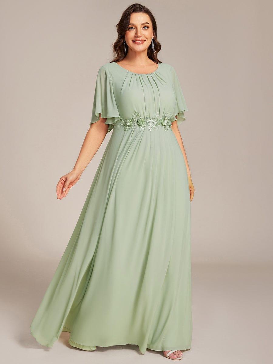 Scoop  Short Sleeves Chiffon A-Line Empire Long Maxi Formal Dress