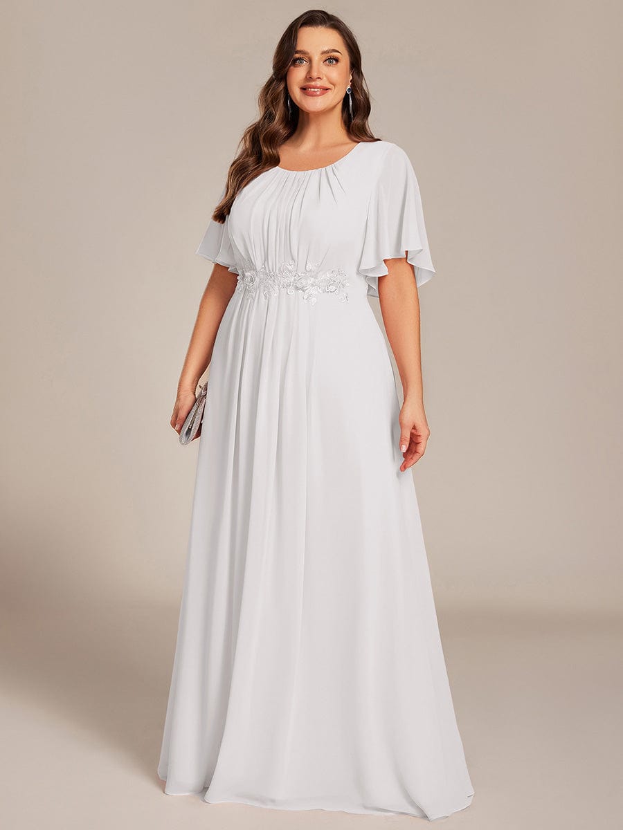 Scoop  Short Sleeves Chiffon A-Line Empire Long Maxi Formal Dress