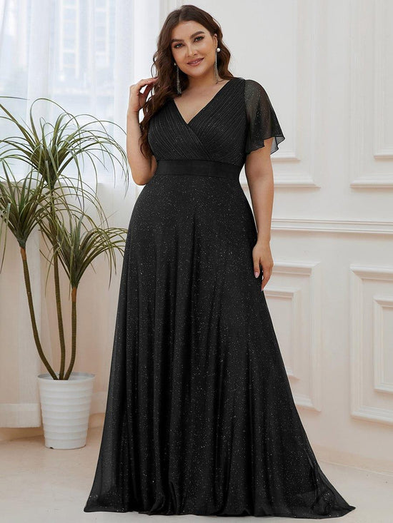 Elegant A-Line V-Neck Bell Sleeves Long Wedding Guest Dress