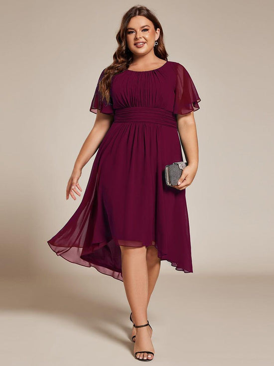 Scoop Short Sleeves Empire A-Line Wedding Guest Dress