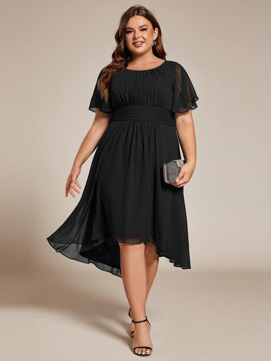 Scoop Short Sleeves Empire A-Line Wedding Guest Dress