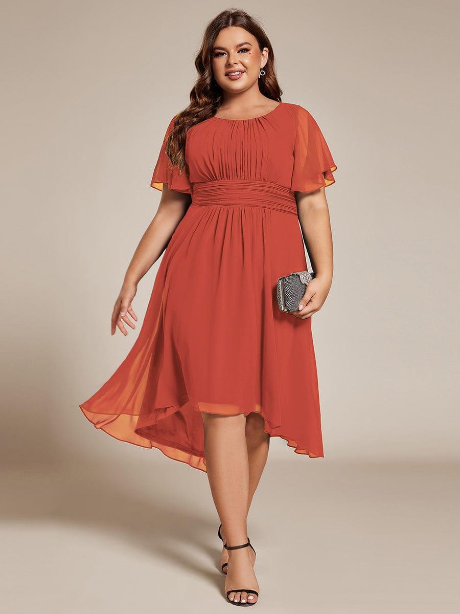 Scoop Short Sleeves Empire A-Line Wedding Guest Dress