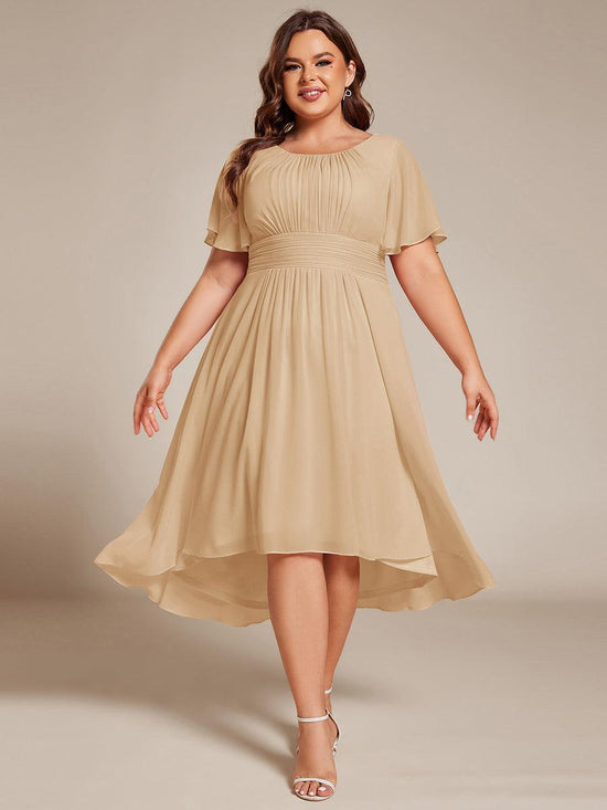 Scoop Short Sleeves Empire A-Line Wedding Guest Dress