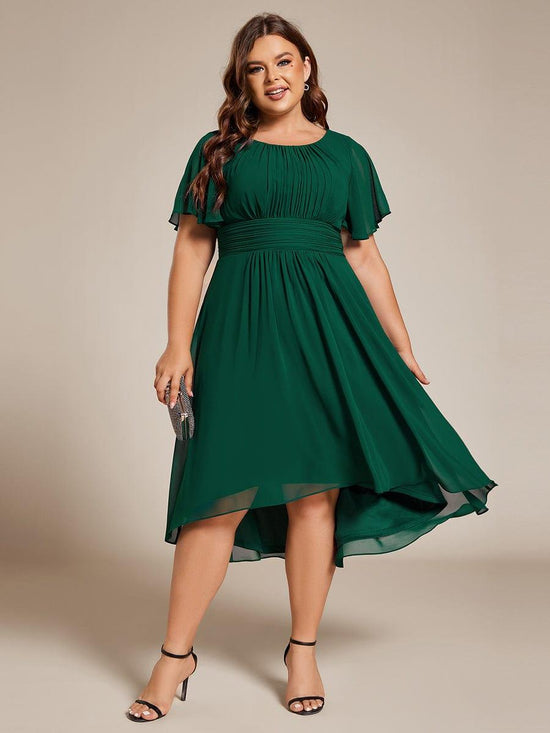 Scoop Short Sleeves Empire A-Line Wedding Guest Dress