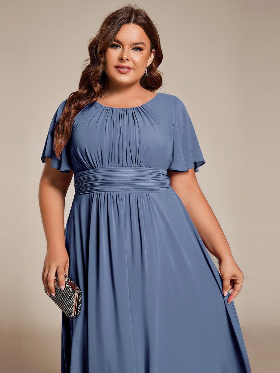 Scoop Short Sleeves Empire A-Line Wedding Guest Dress