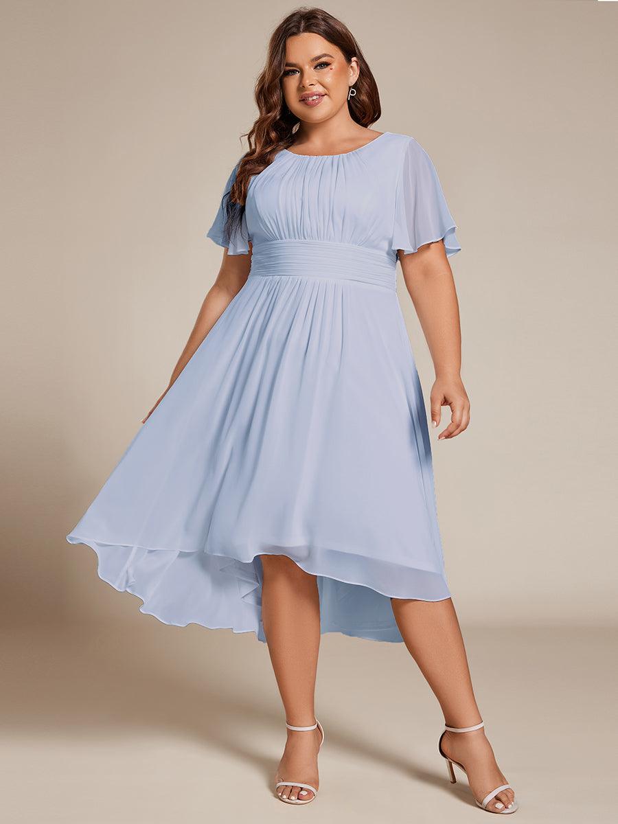 Scoop Short Sleeves Empire A-Line Wedding Guest Dress
