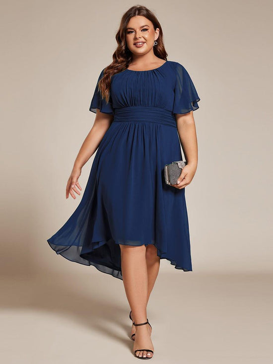 Scoop Short Sleeves Empire A-Line Wedding Guest Dress