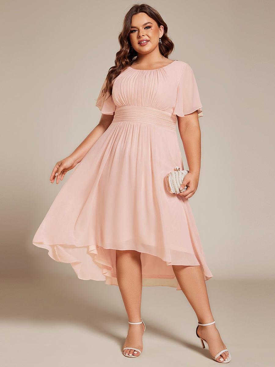 Scoop Short Sleeves Empire A-Line Wedding Guest Dress
