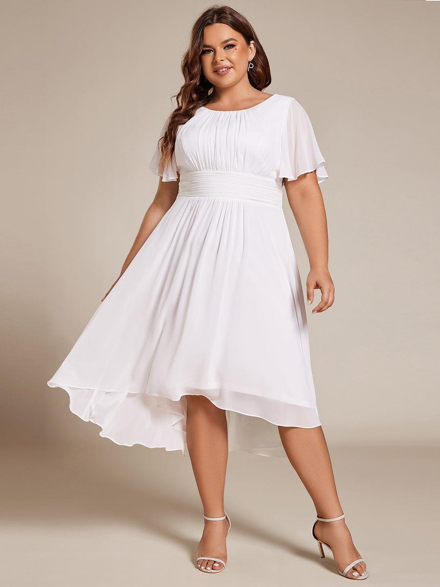 Scoop Short Sleeves Empire A-Line Wedding Guest Dress