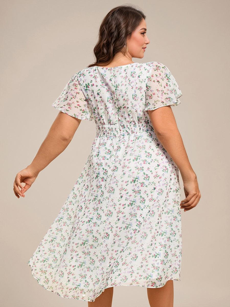 Scoop Short Sleeves Empire A-Line Wedding Guest Dress