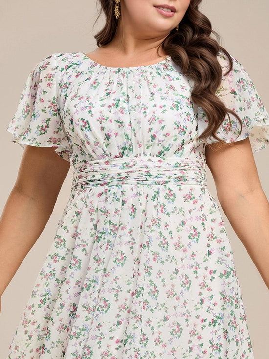 Scoop Short Sleeves Empire A-Line Wedding Guest Dress