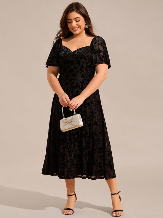 Plus Size A-Line Sweetheart Appliques Wedding Guest Dress