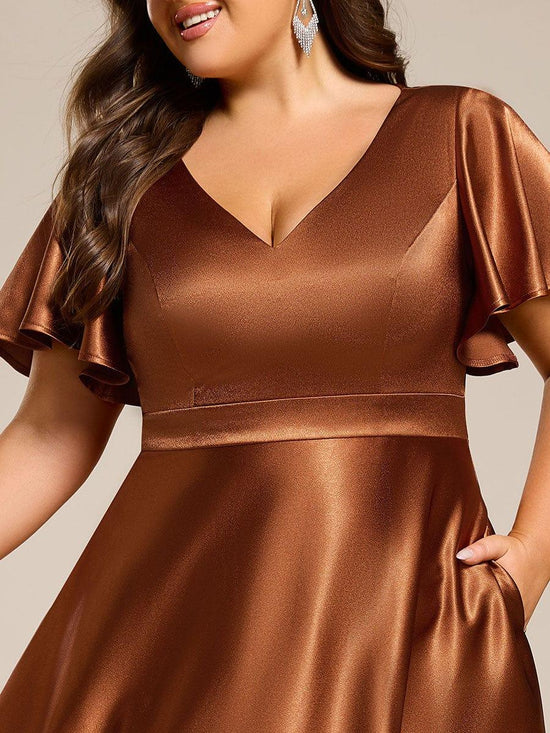 Plus Size Brown Satin Dress Plus Size Satin A-Line Bell Sleeves Midi  Wedding Guest Dress  Movousdress QUIZ Plus Size Satin Cowl Ruched Midi  Dress - Macy's
