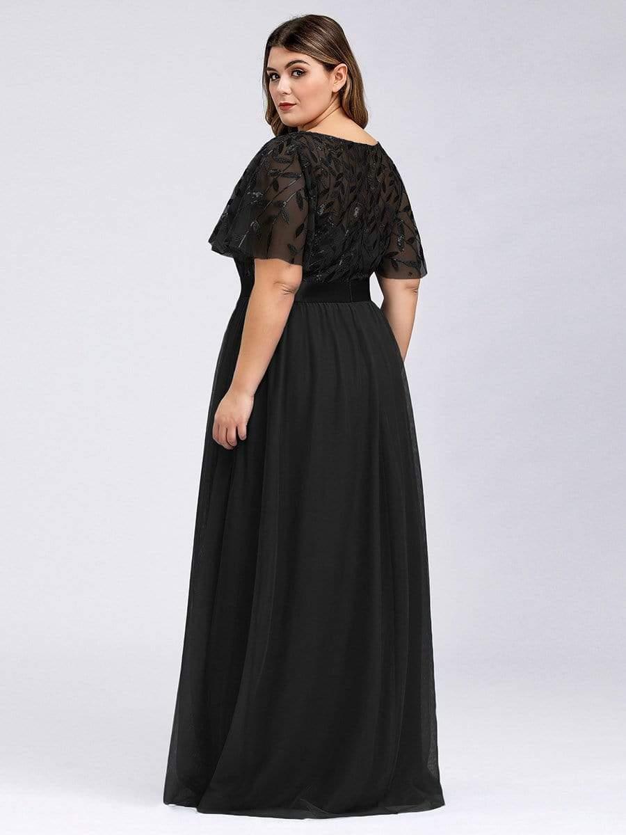 Scoop Half Sleeves Empire A-Line Party Evening Dress