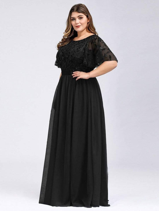 Scoop Half Sleeves Empire A-Line Party Evening Dress