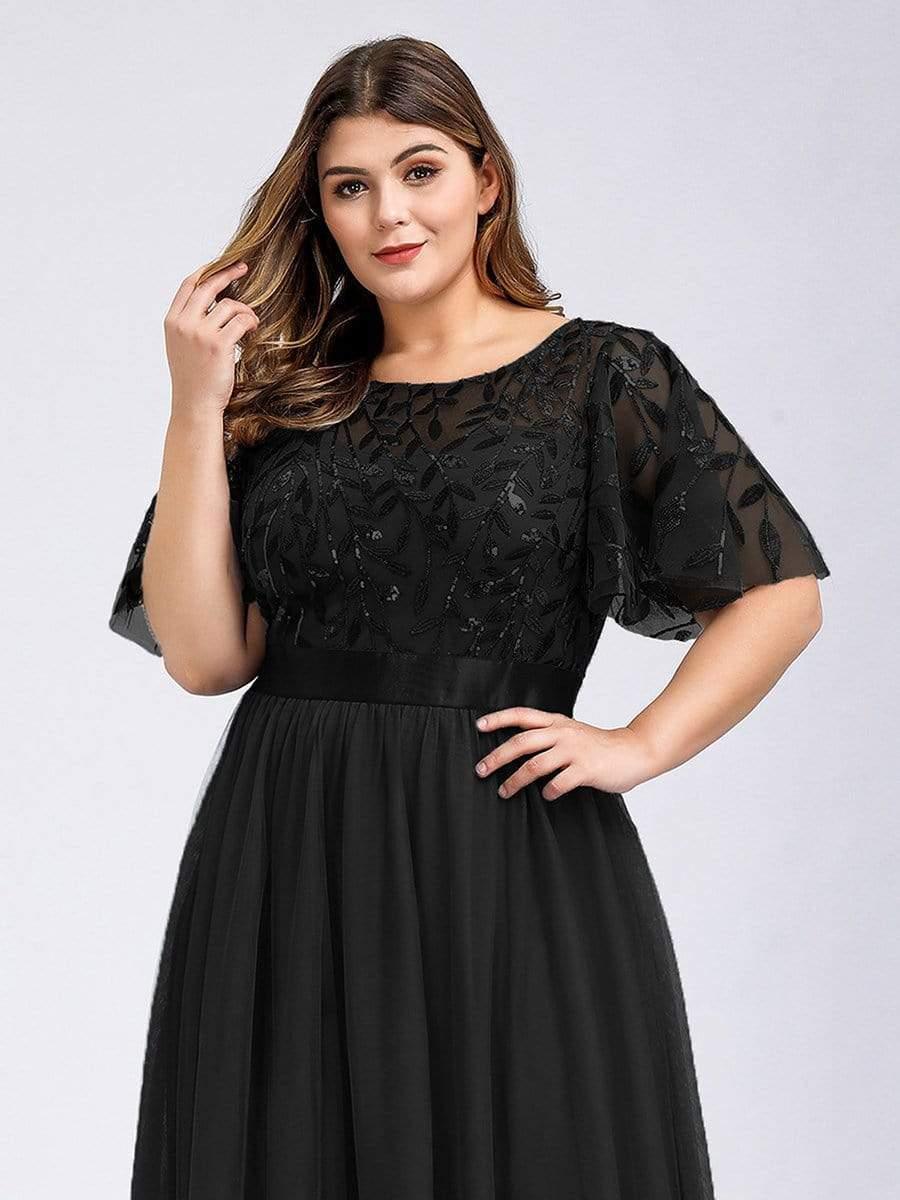 Scoop Half Sleeves Empire A-Line Party Evening Dress