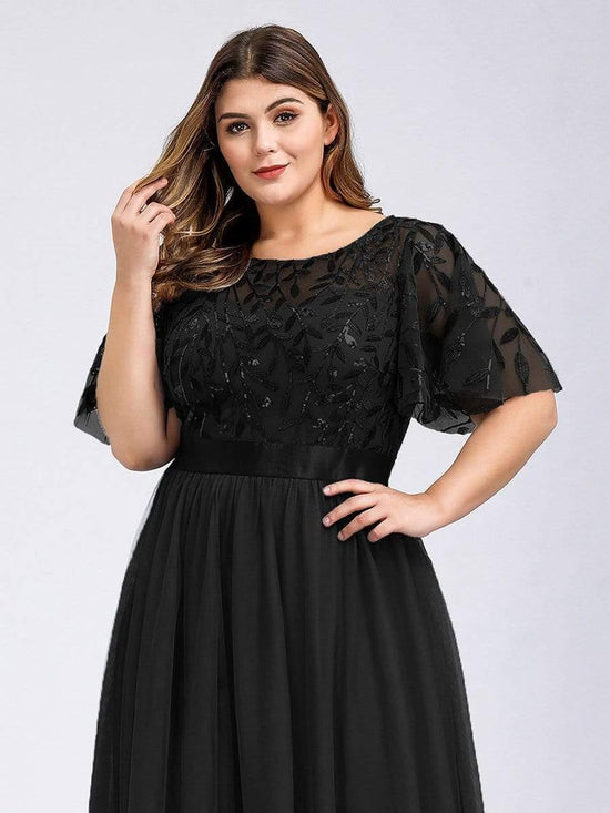 Scoop Half Sleeves Empire A-Line Party Evening Dress