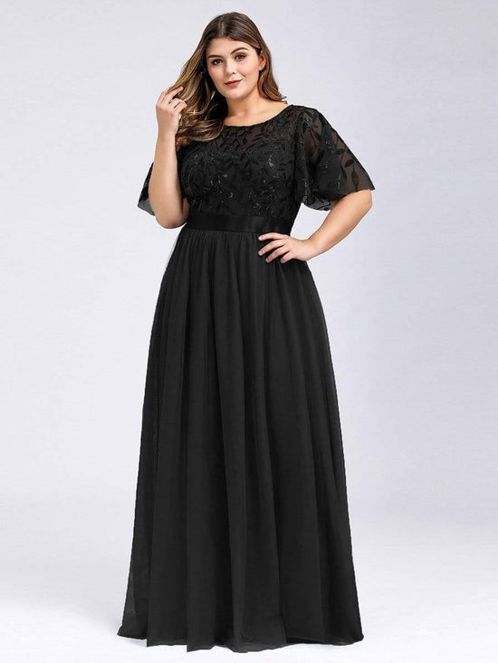 Scoop Half Sleeves Empire A-Line Party Evening Dress