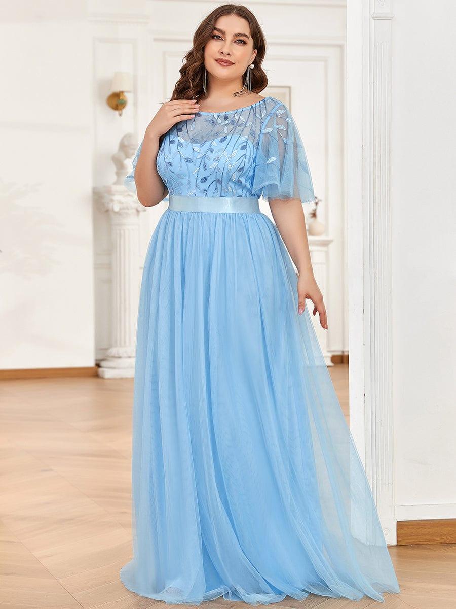 Scoop Half Sleeves Empire A-Line Party Evening Dress