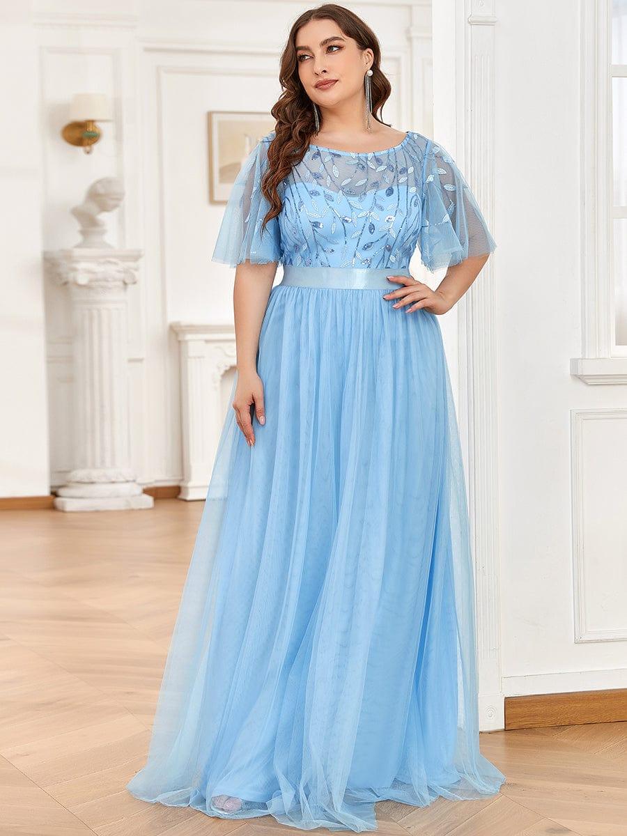 Scoop Half Sleeves Empire A-Line Party Evening Dress