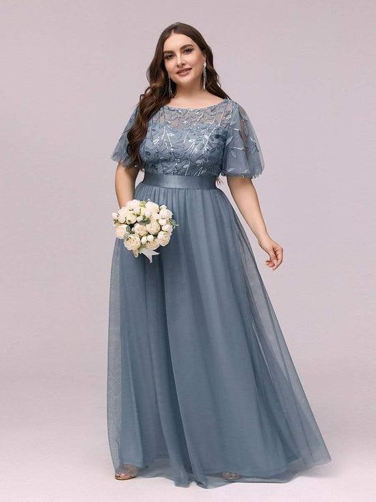 Scoop Half Sleeves Empire A-Line Party Evening Dress