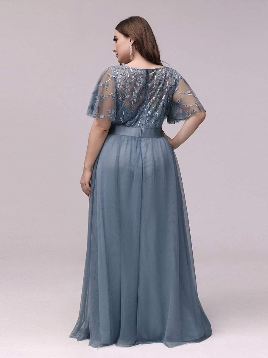 Scoop Half Sleeves Empire A-Line Party Evening Dress