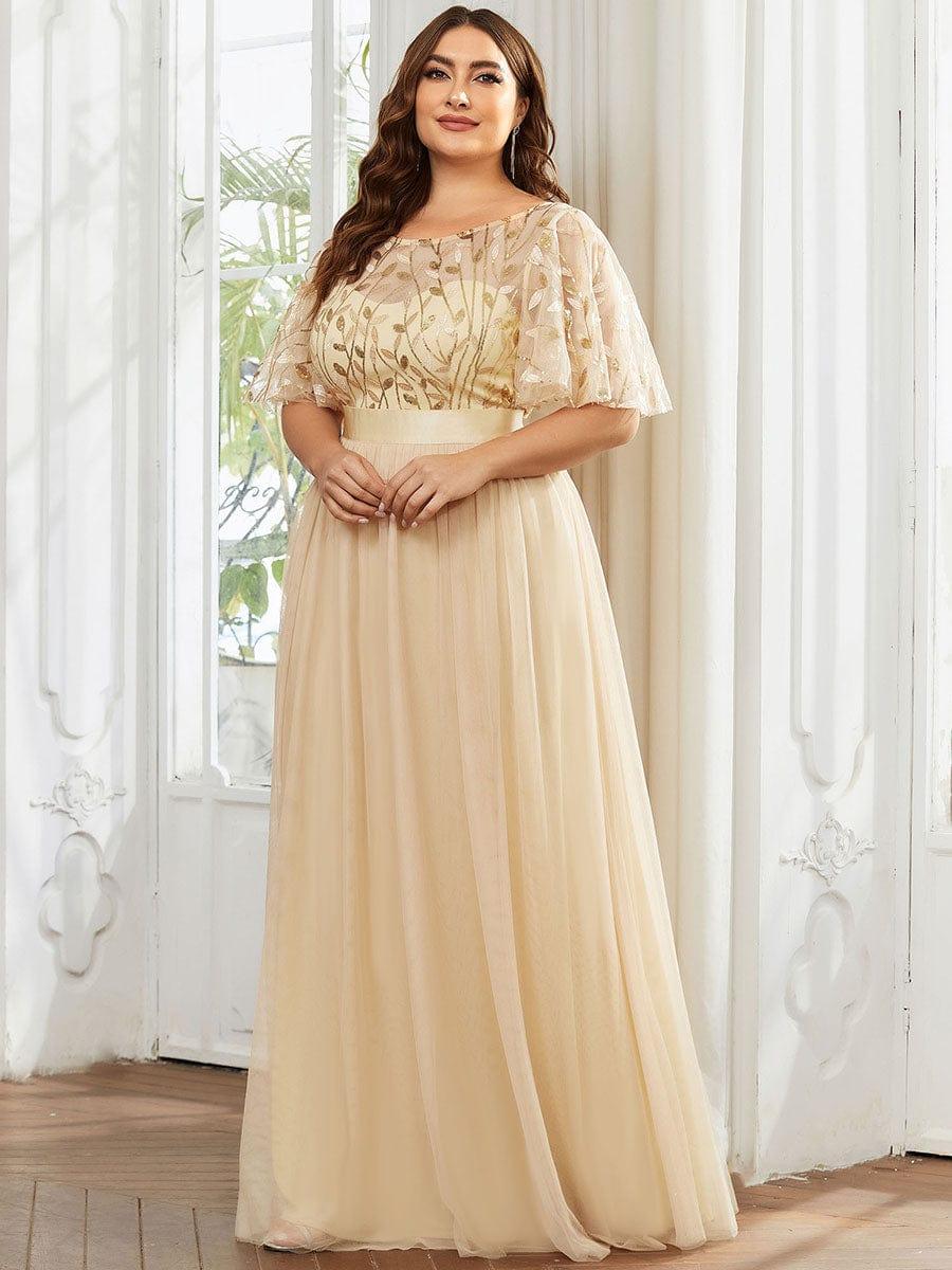 Scoop Half Sleeves Empire A-Line Party Evening Dress