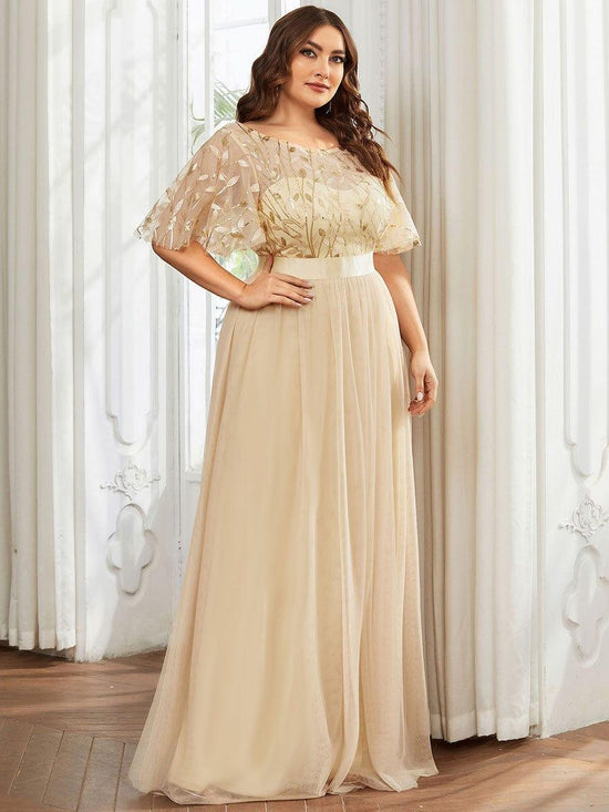 Scoop Half Sleeves Empire A-Line Party Evening Dress