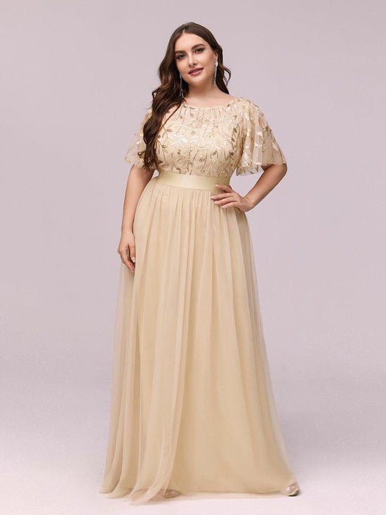 Scoop Half Sleeves Empire A-Line Party Evening Dress