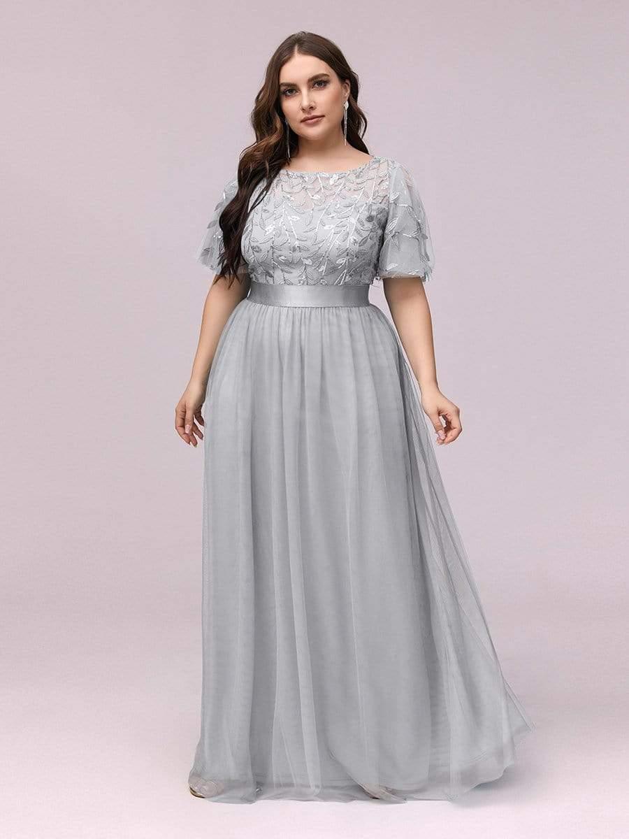 Scoop Half Sleeves Empire A-Line Party Evening Dress