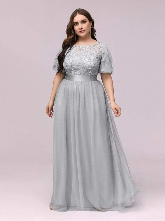 Scoop Half Sleeves Empire A-Line Party Evening Dress