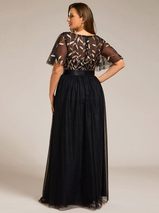 Scoop Half Sleeves Empire A-Line Party Evening Dress