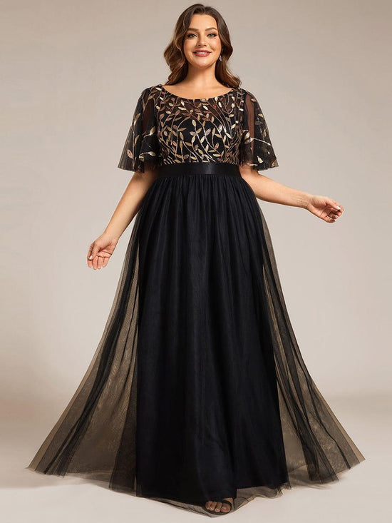 Scoop Half Sleeves Empire A-Line Party Evening Dress