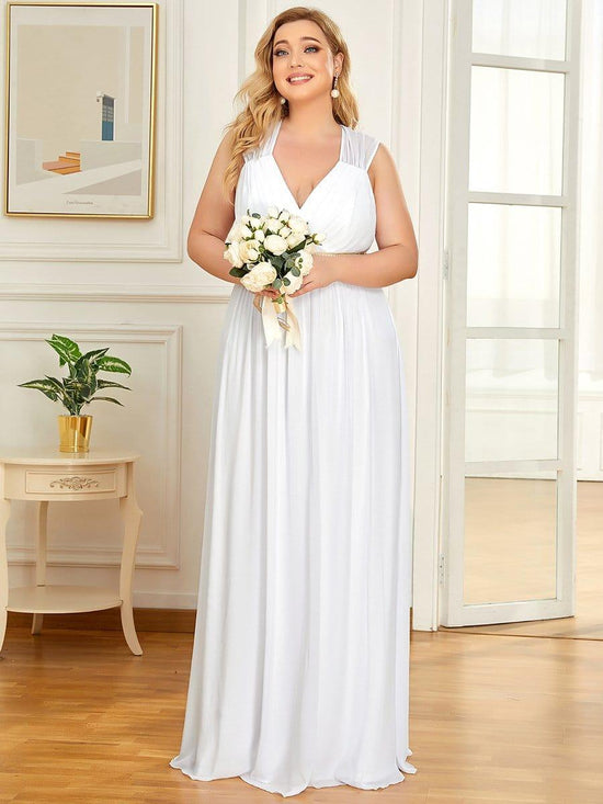 Plus Size Chiffon A-Line Low V-Neck Open Back Formal Evening Dress