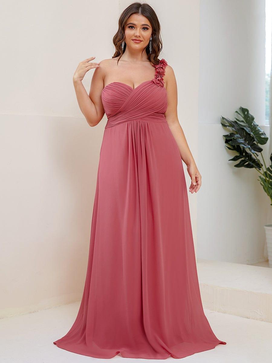 Ruffled One Shoulder Sleeveless A-Line Long Bridesmaid Dress