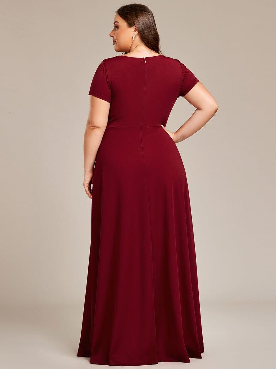 Casual A-Line V-Neck Short Sleeves Long Bridesmaid Dress