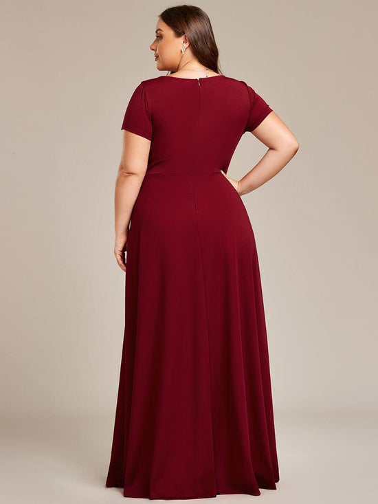 Casual A-Line V-Neck Short Sleeves Long Bridesmaid Dress
