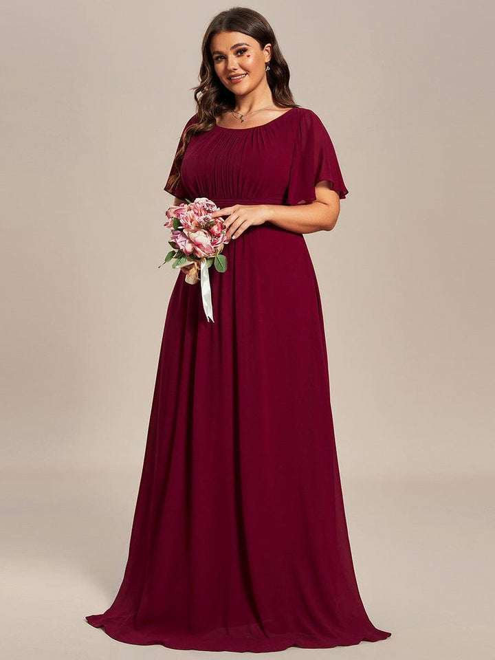 Chiffon A-Line Scoop Short Sleeves A-Line Empire Bridesmaid Dress