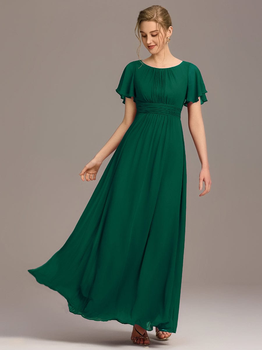 Elegant A-Line Empire Scoop Short Sleeves Bridesmaid Dress