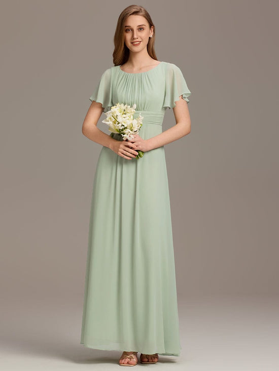 Elegant A-Line Empire Scoop Short Sleeves Bridesmaid Dress