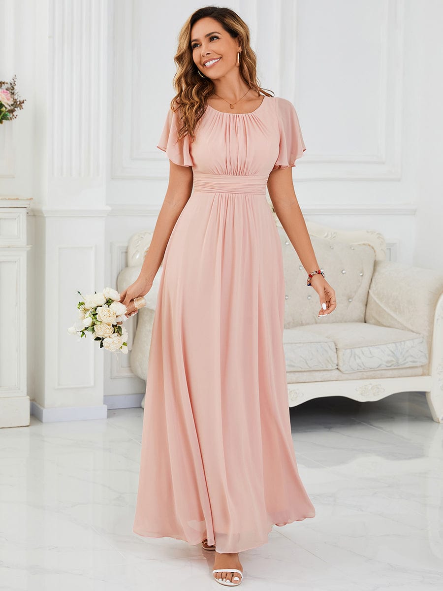 Elegant A-Line Empire Scoop Short Sleeves Bridesmaid Dress