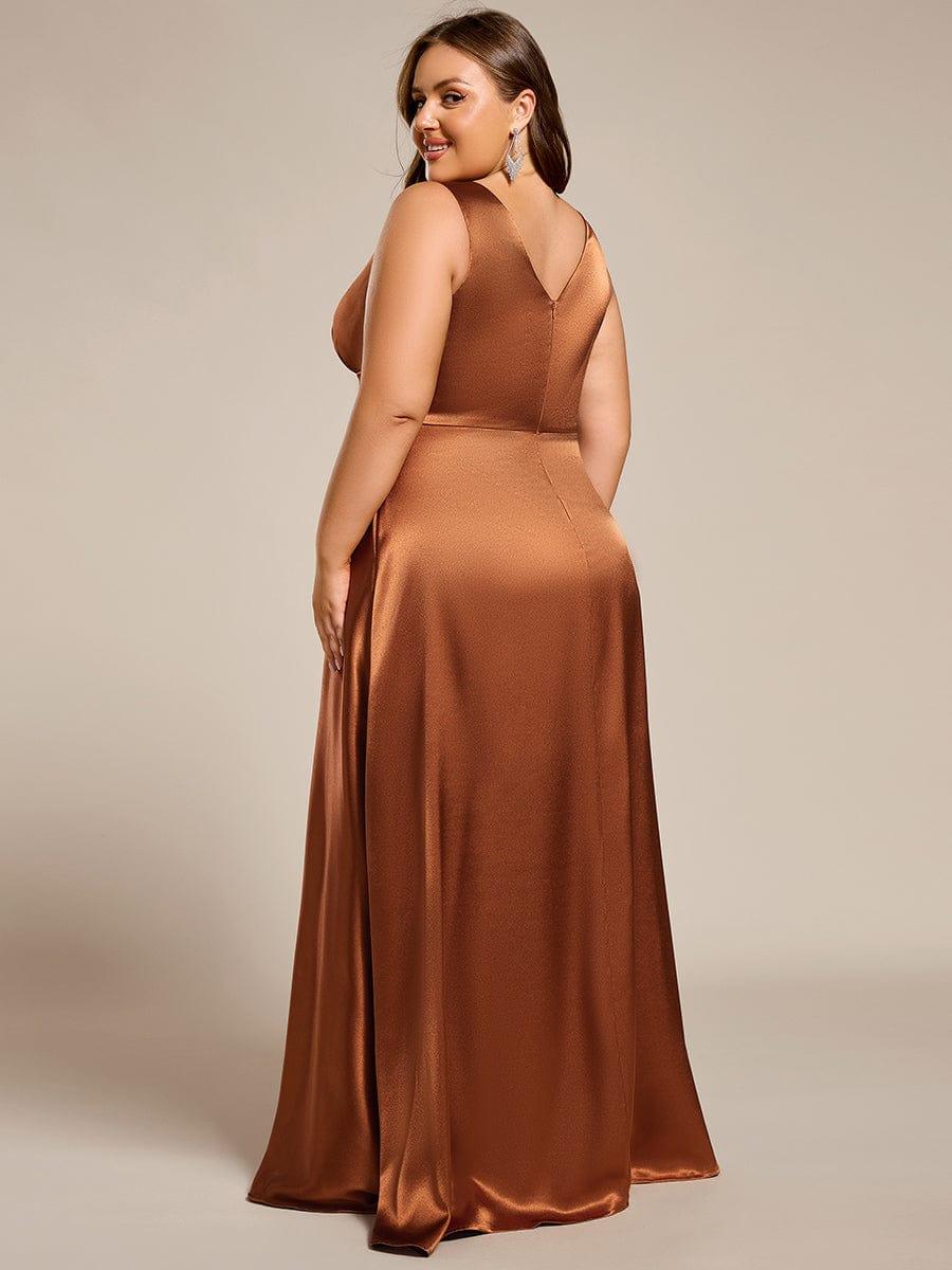 Casual Satin A-Line V-Neck Sleeveless Maxi Bridesmaid Dress