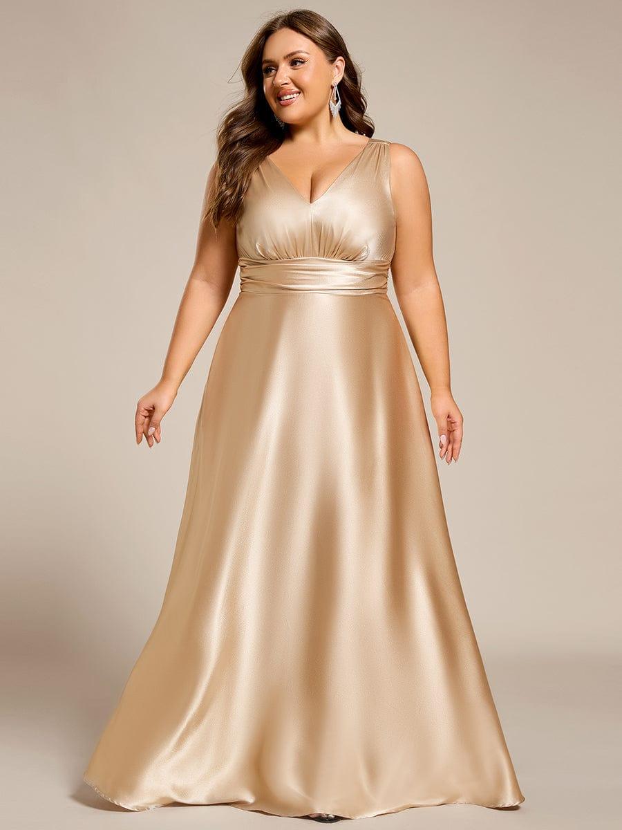 Casual Satin A-Line V-Neck Sleeveless Maxi Bridesmaid Dress